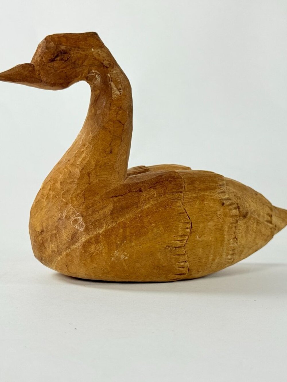 Vintage Hand Carved Wood Sculpture Swan Rustic Farmhouse Home Decor